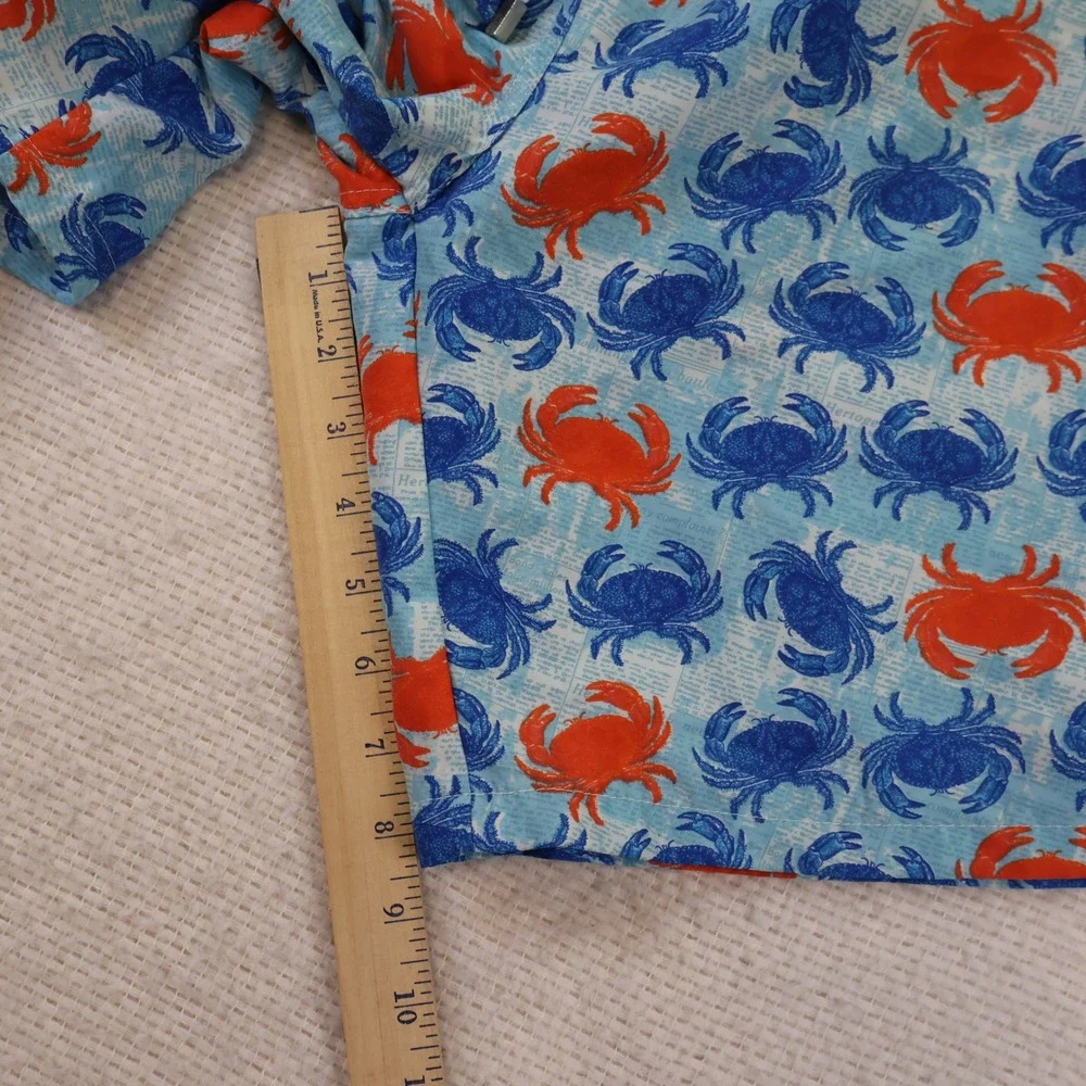 Peter Millar Mens M Swim Trunks Blue Orange Crab Print Seaside Collection